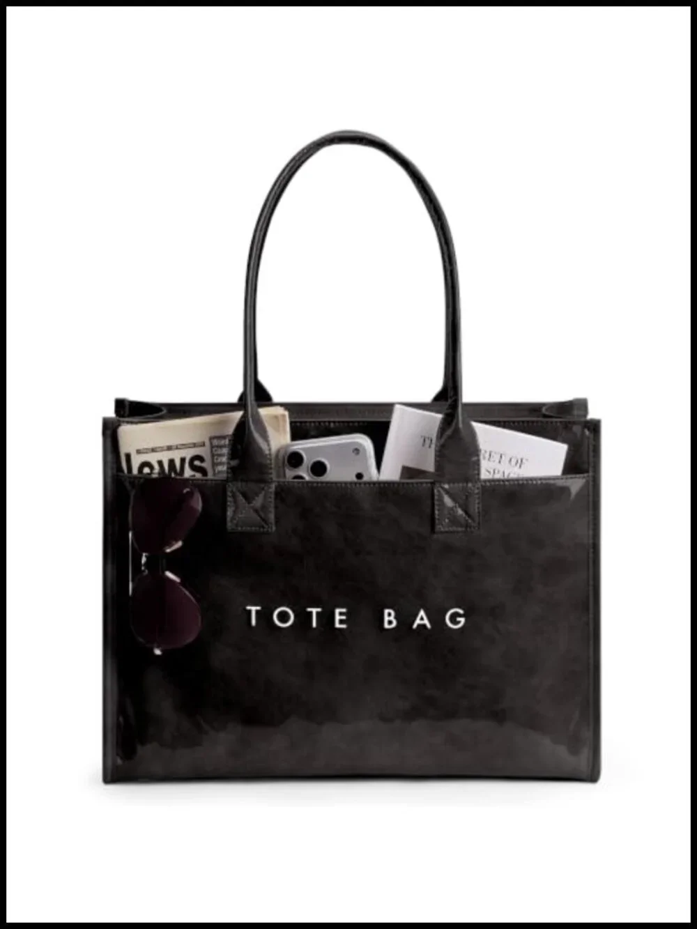 PVC Tote Bag Women's Large Capacity Laptop Shoulder Handbag Waterproof Work